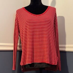 American Eagle Outfitters Red Striped Long Sleeve Tee